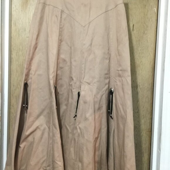 Circle T vintage midi/maxi skirt metal and rawhide accents on skirt size 11/12 - Picture 4 of 6
